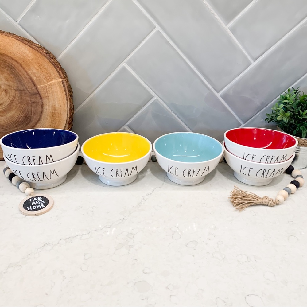 Rae Dunn 6 Colorful ICE CREAM Ceramic Bowl Set